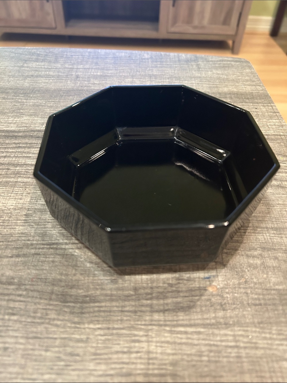 Octagonal Black Ceramic Serving Bowl - Brand Not Visible